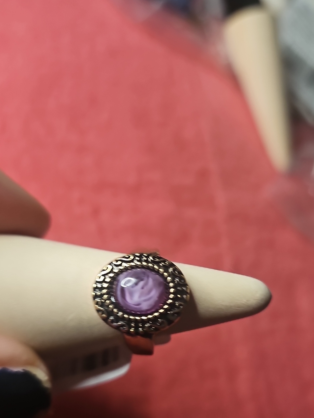 Free People Purple Cabochon Ring with Antique Gold Setting